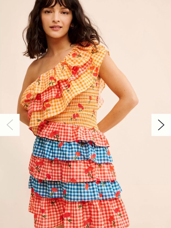 FARM Rio Dresses & Skirts - Farm Rio One-Shoulder Gingham Ruffle Dress